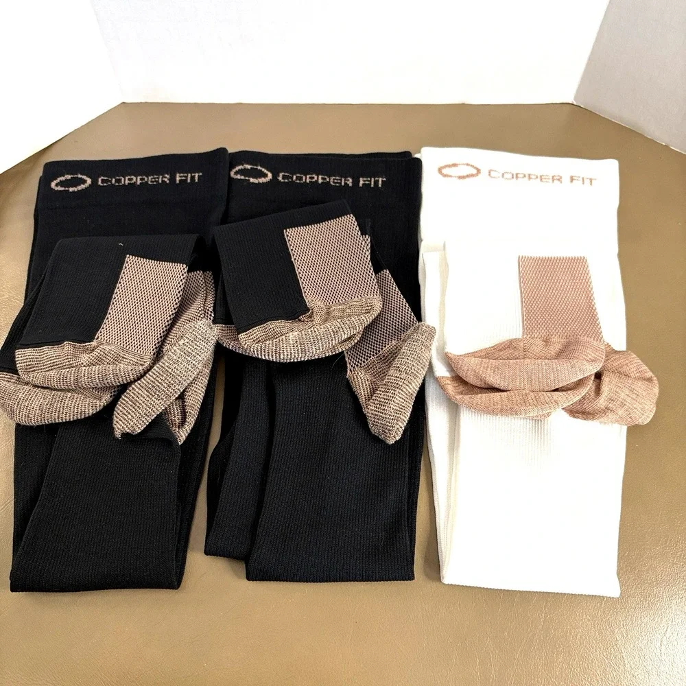 Women's L/Xlg Copper Fit Knee High Socks XL 3 pack (2 black 1 white)-NWOT